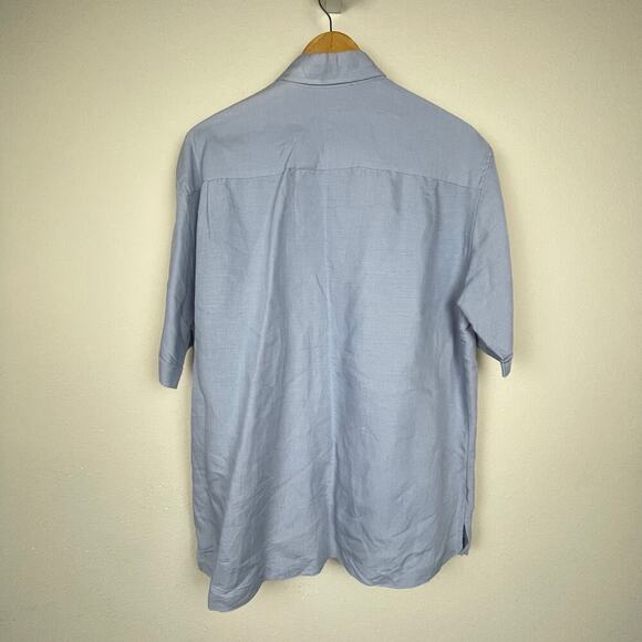 Cubavera Men's Short Sleeve Button-Up Shirt – Size L – Blue Paisley Panel Design - Picture 6 of 10